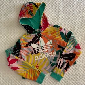 ADIDAS Tropical Print Cropped Hoodie